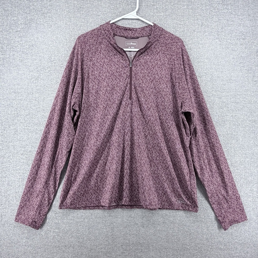 LL Bean 1/4 Zip Access Trail Pullover Women Size XL Burgundy Outdoor Lightweight
